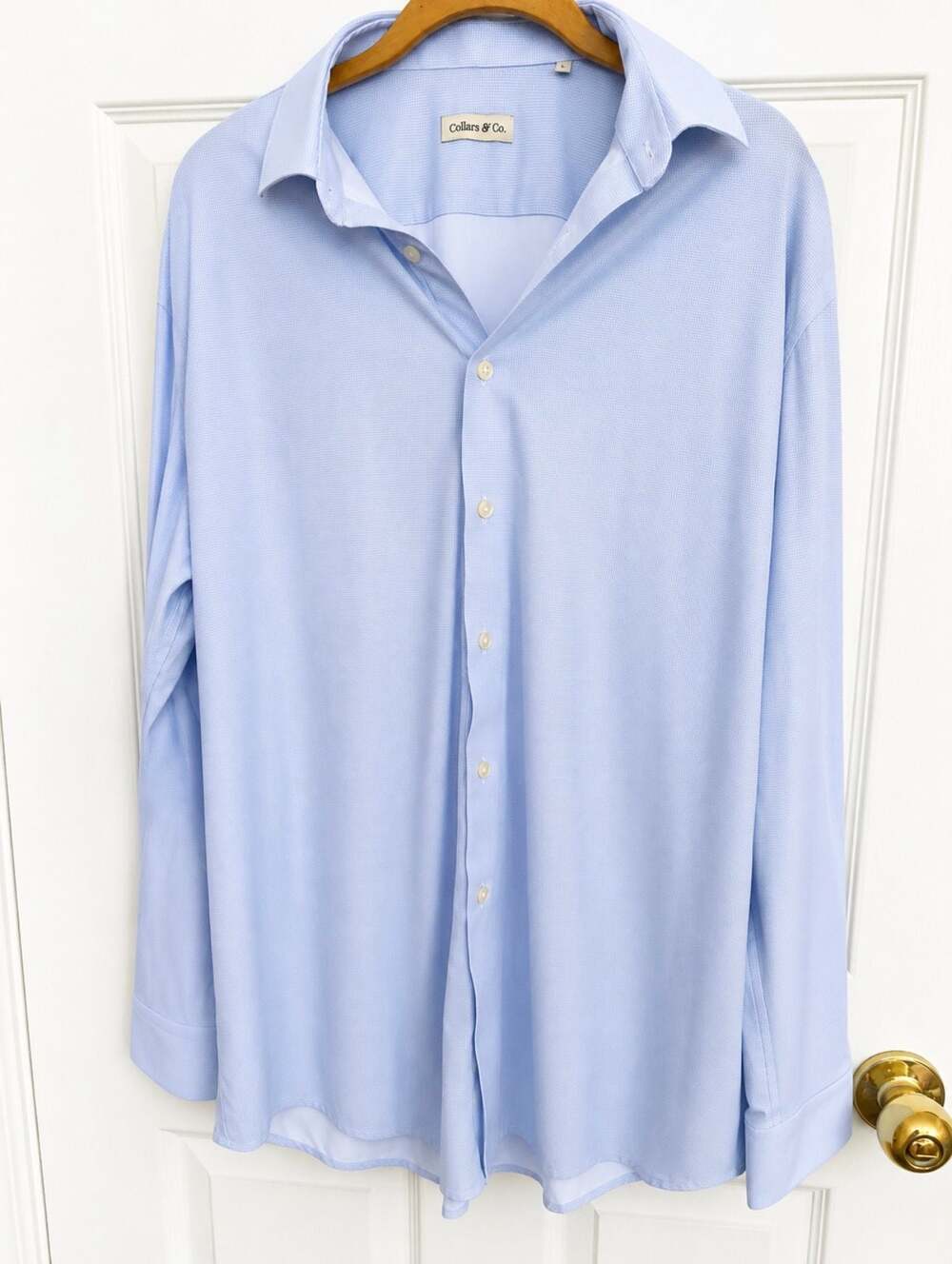 Collars & Co Performance Dress Shirt Men L Light Blue Valero Texas Open Golf